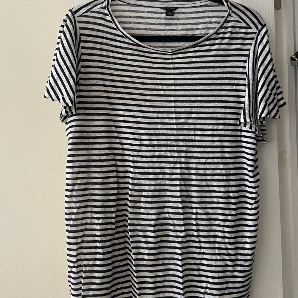 Striped flutter sleeved Ann Taylor Shirt